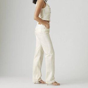 levi's 501 90's white straight mid rise relaxed white ecru jeans